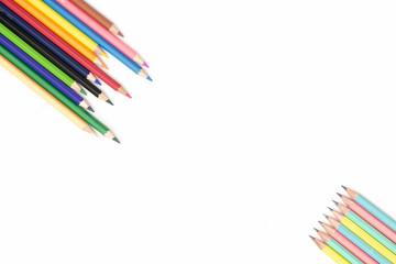Fototapeta premium colorful pencils on white background with copy space