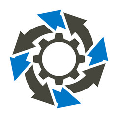 Gear and arrows icon. Workflow business concept.