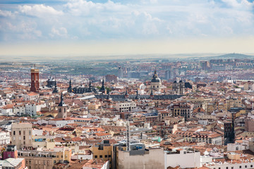 Panoramic aerial view in Madrid, capital of Spain, Europe.