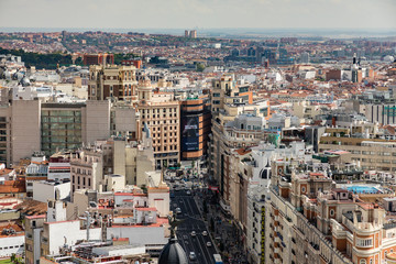 Fototapeta premium Panoramic aerial view in Madrid, capital of Spain, Europe.