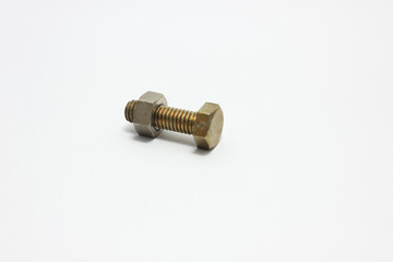 bolt and​ nut isolated​ on​ white​ background.