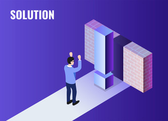 Solution concept. Isometric vector illustration.