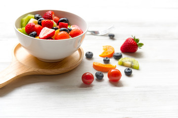 Healthy Fruits. Fresh fruits salad diet slim fit for healthy lifestyle women.  Weight Loss and Diet Concept