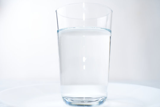water glass isolated on a blue background
