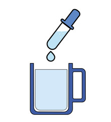 Dosage concept icon. Dosing drugs in a cup. Dropper, dosage cup. Doctor prescription. Dropper vector flat pictogram illustration isolated on white. Vector illustration. Flat design. EPS 10. 