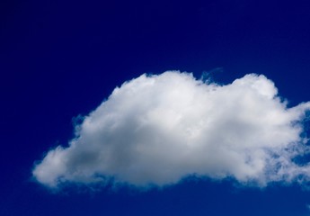 Obraz na płótnie Canvas The fluffy white cloud in the bright blue sky.