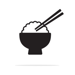 Rice and chopsticks icon. Vector concept illustration for design.