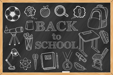 Back to school promo banner design. Vector illustration.