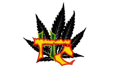 Vector cannabis leaf with grafitti