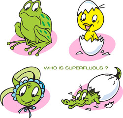  A logical puzzle where you need to find out which of the animals in the drawings is extra.