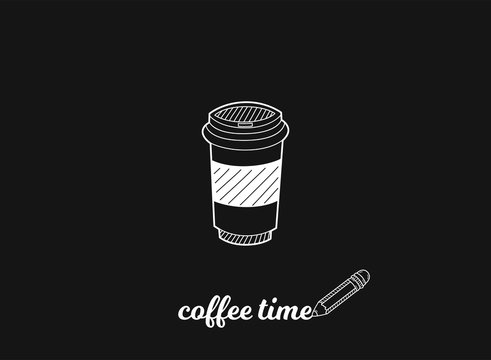Coffee time concept. Poster or banner design. Hand drawn sketch. Vector illustration.