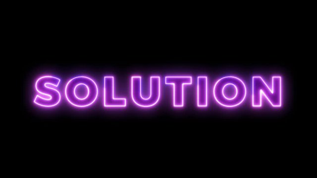 Neon light animation concept tex solution. Flat animation of UI element available in 4K FullHD and HD video 2D render footage on black background.	