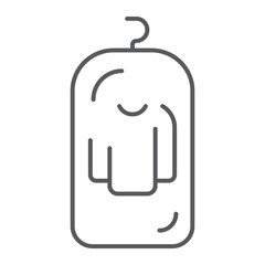 Clothes cover thin line icon, apparel and suit, storage for clothing sign, vector graphics, a linear pattern on a white background.