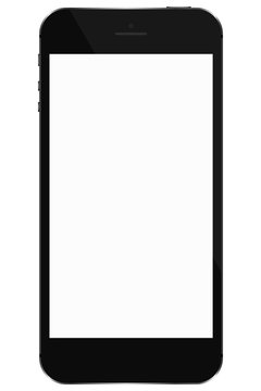 Smartphone with blank screen on white background. Mockup. Vector graphic