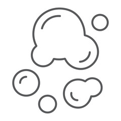 Soap bubbles thin line icon, laundry and wash, water bubble sign, vector graphics, a linear pattern on a white background.