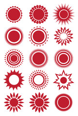 Red Sun Vector Icon Set