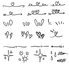 Set of doodle elements collection handdrawn style vector