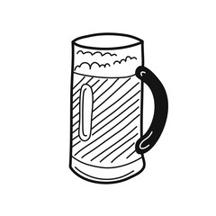 Hand drawn glass of beer isolated on a white