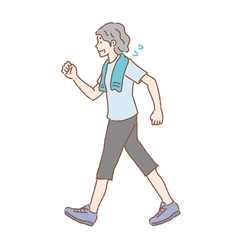 Elderly woman walking illustration