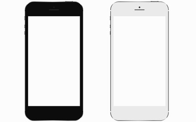 2 smartphones with blank white screen