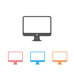 Monitor computer set icon. Frame monitor mock up with blank white screen. Vector