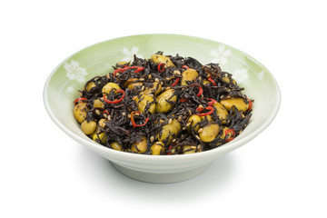 Traditional Japanese bowl with Hijiki seaweed salad