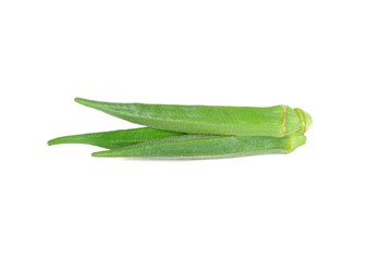 pile of fresh okra on white background