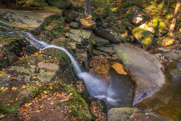 Waterfall Kaskady Myi in autumn in Sudety mountains, Przesieka, Poland © Artur Bociarski