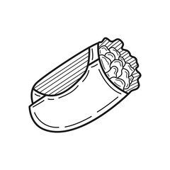 Hand drawn burrito isolated on a white