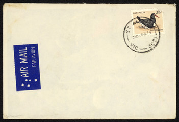 Briefmarke stamp Umschlag envelope gestempelt Luftpost Air Mail  Par Avion vintage retro Vogel...