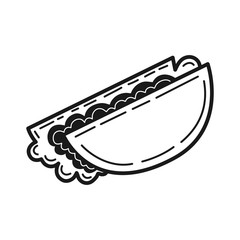 Hand drawn taco isolated on a white. Great for menu, poster or label. Vector illustration.