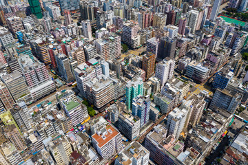  Aerial view of Hong Kong downtown cityscape