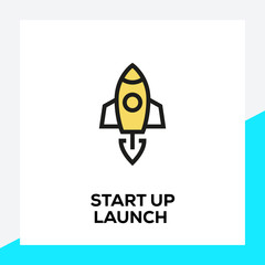 START UP LAUNCH LINE ICON SET