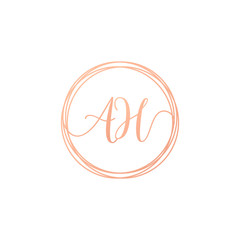 Letter AH Handwriting logo template. Creative fashion logo design, couple letter , beauty icon. Initial handwriting or Logo with hand drawn style wedding concept -vector