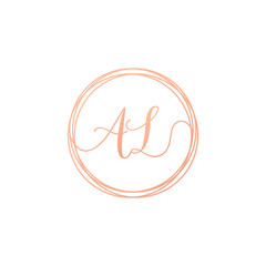 Letter AL Handwriting logo template. Creative fashion logo design, couple letter , beauty icon. Initial handwriting or Logo with hand drawn style wedding concept -vector