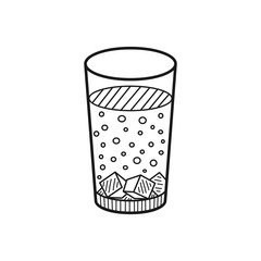 Hand drawn Glass of Soda isolated on a white. Great for menu, poster or label. Vector illustration.