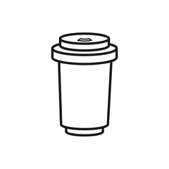 Hand drawn Coffee in a paper Cup isolated on a white. Great for menu, poster or label. Vector illustration.