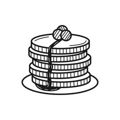 Hand drawn Pancakes isolated on a white. Great for menu, poster or label. Vector illustration.