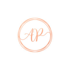 Letter AP Handwriting logo template. Creative fashion logo design, couple letter , beauty icon. Initial handwriting or Logo with hand drawn style wedding concept -vector
