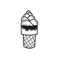 Hand drawn Ice Cream Cone isolated on a white. Great for menu, poster or label. Vector illustration.