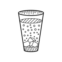 Hand drawn Glass of Soda isolated on a white. Great for menu, poster or label. Vector illustration.