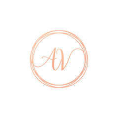 Letter AV Handwriting logo template. Creative fashion logo design, couple letter , beauty icon. Initial handwriting or Logo with hand drawn style wedding concept -vector