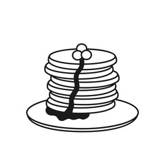 Hand drawn Pancakes isolated on a white. Great for menu, poster or label. Vector illustration.