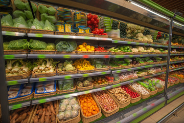 vegetable counter in a supermarket.