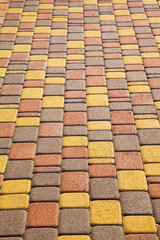 Orange with brown paving slabs