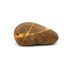 Close up rock ,Different kind of pebbles stone ,isolated on the white background.