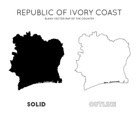 Ivory Coast map. Blank vector map of the Country. Borders of Ivory Coast for your infographic. Vector illustration.