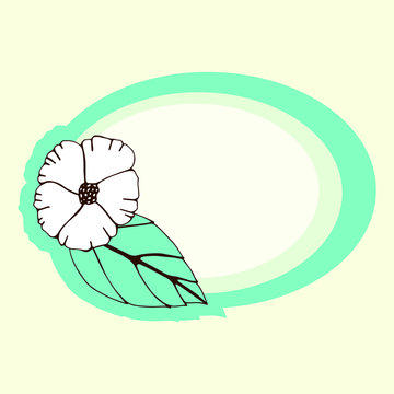 white flower green leaf oval frame clip art preview