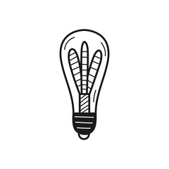 Hand drawn light bulb isolated on a white. Vector illustration.