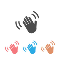 Hand wave waving hi or hello gesture line art vector icon set for apps